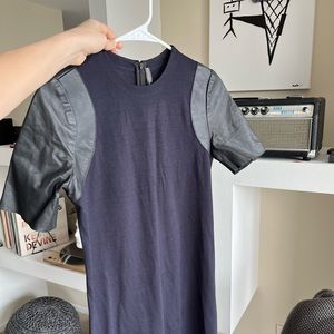 Leather and wool mini dress